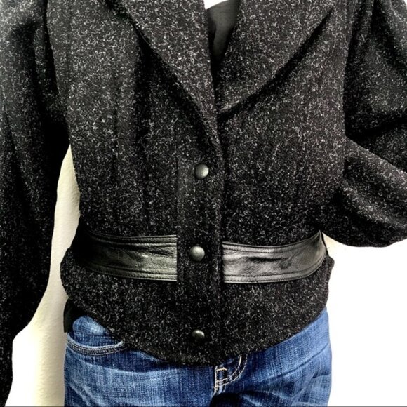 VINTAGE 80s 90s Otello Pelle Wool Leather Jacket L - Picture 3 of 8